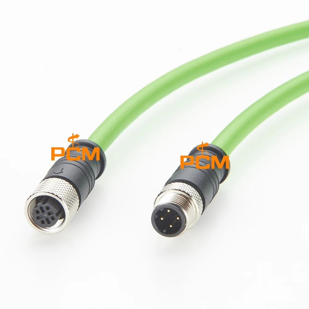 M12 D Code Female to Male Profinet Ethernet Cable EtherCAT Industrial Network Cable for PLC Automation System Compatible Binder