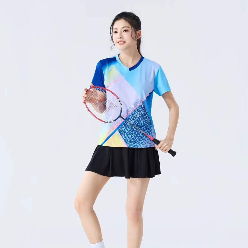 Badminton Shirt For Women High Quality Custom Sublimation Printed Tennis Wear Athletic Quick Dry Short Sleeve Sport Pingpong Tee
