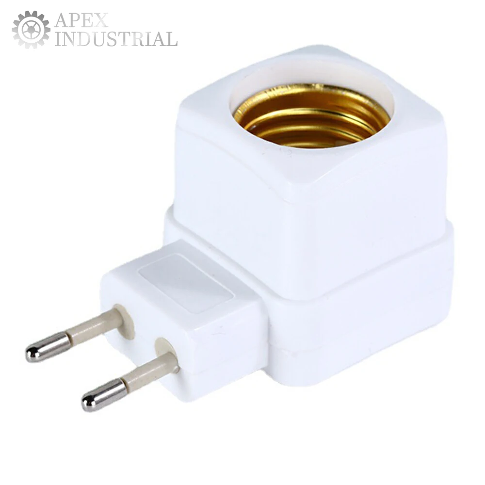 Lâmpadas de luz LED soquete, suporte base, adaptador de plugue da UE, interruptor ligado e desligado, branco, 1 pc, E27