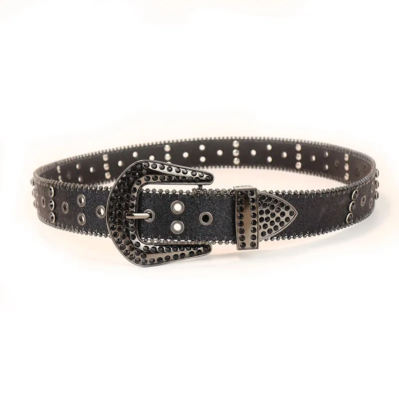 Erkekler rahat siyah taklidi kemerler iş ofis elbise yumuşak deri çivili kemer bayan moda kemer pin toka tasarımcısı