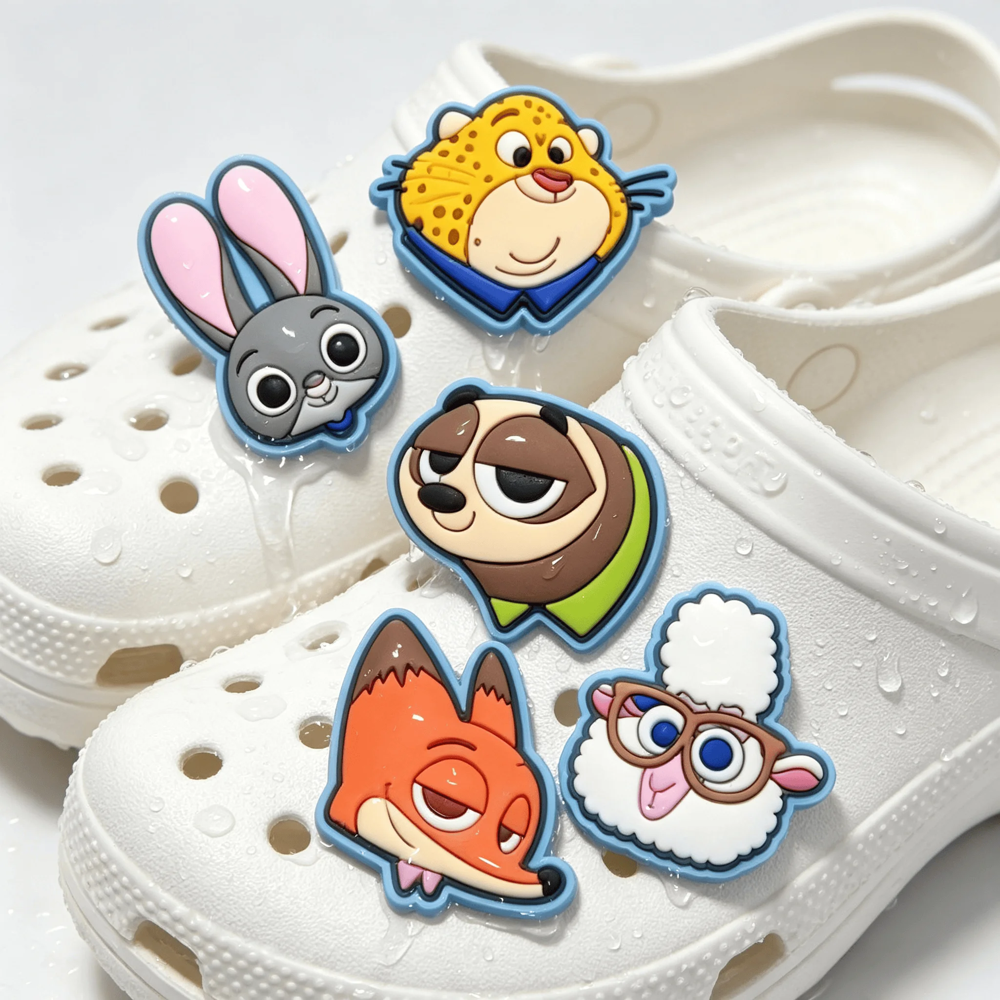 5/100PCS Masuca Cartoon Animals Judy Hopps PVC Shoe Charms Accessories Kid Popular Sandals Buckle Decorations Fit Birthday Gifts