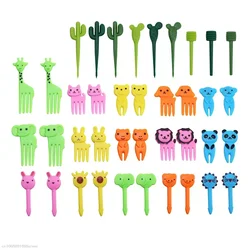 Animal Farm Fruit Fork Mini Cartoon Children Snack Cake Dessert Food Fruit Pick Toothpick Bento Lunches Party Decor Random Color