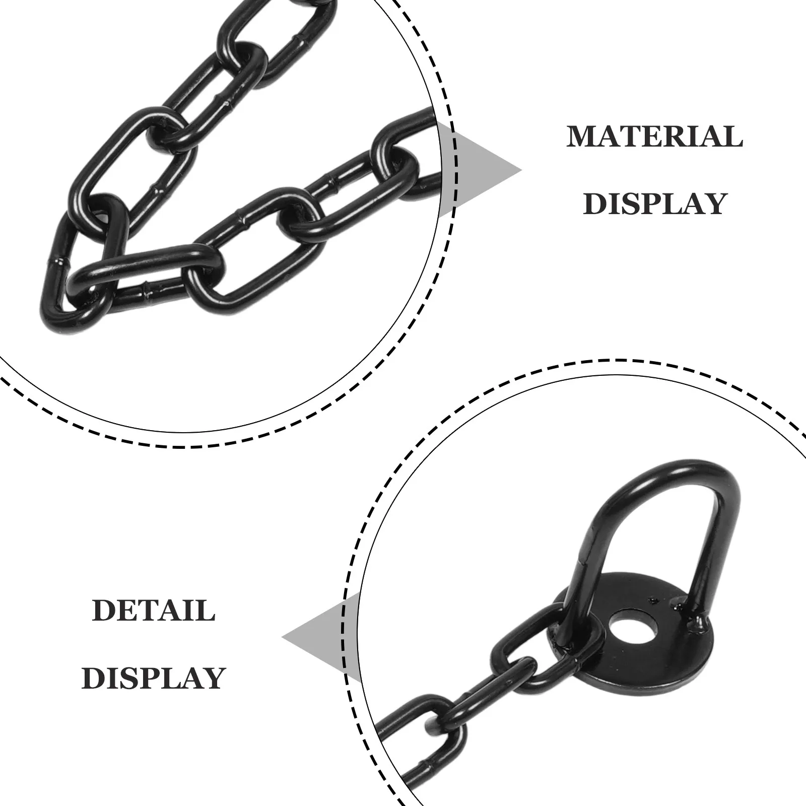 1Set 39.3inch 8Mm Black Steel Safety Barrier Chain for Parking Lot Crowd Control Fence Connector Link Fence Connector