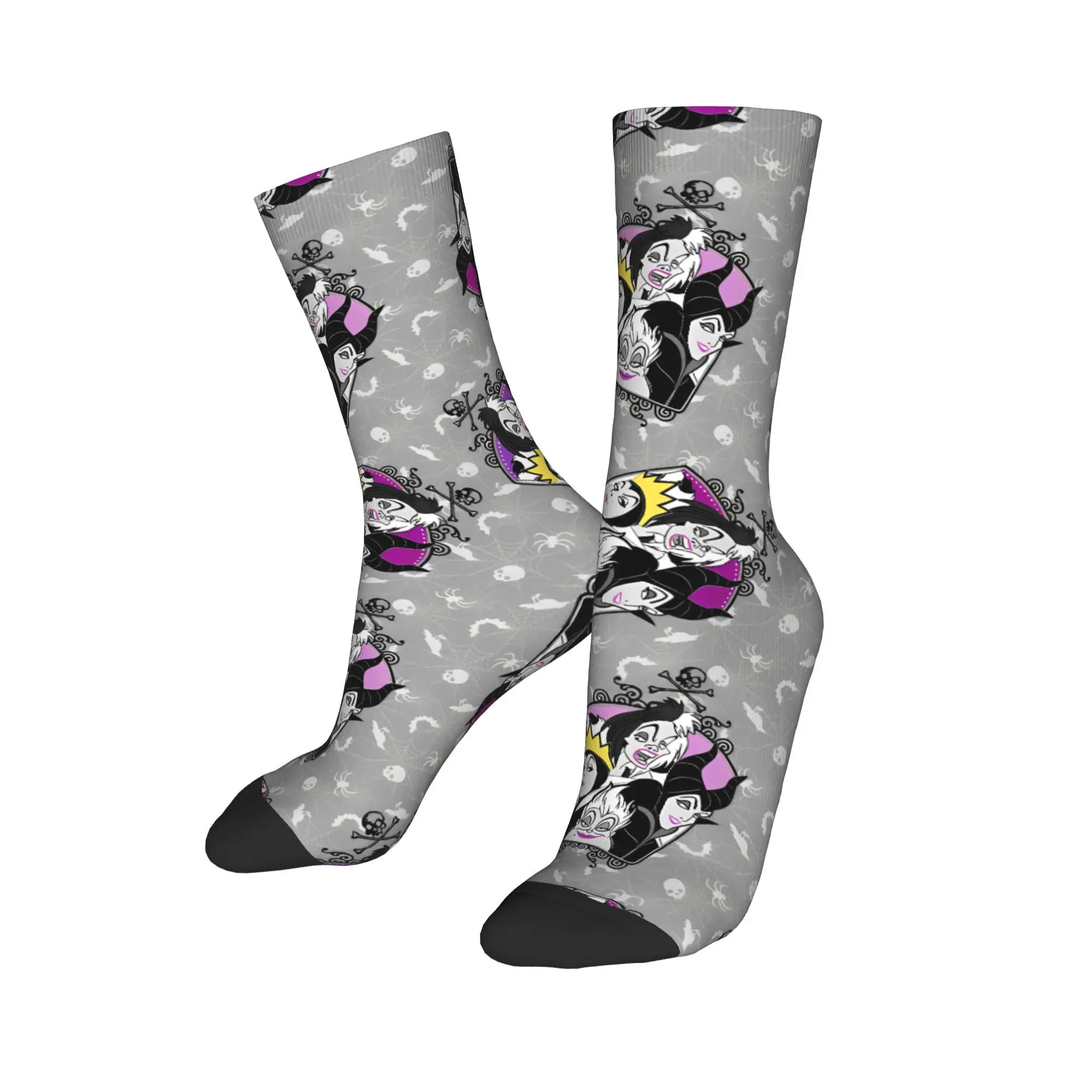 

Villains Cartoon Queen Movie Socks Men Women Happy Evil Maleficent Socks Harajuku Spring Autumn Winter Middle Tube Socks Gift