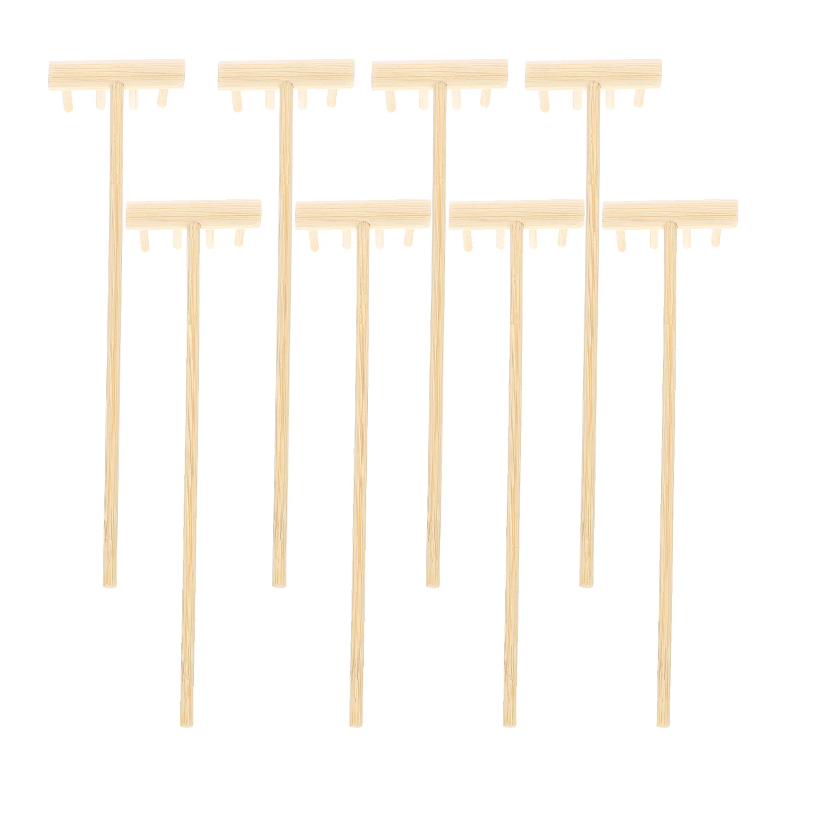 

8 Pcs Tea Set Ornaments Mini Rake Desktop Garden Tools Decor Sandbox Bamboo Kit Small Jewelry Miniature Decoration for Beach