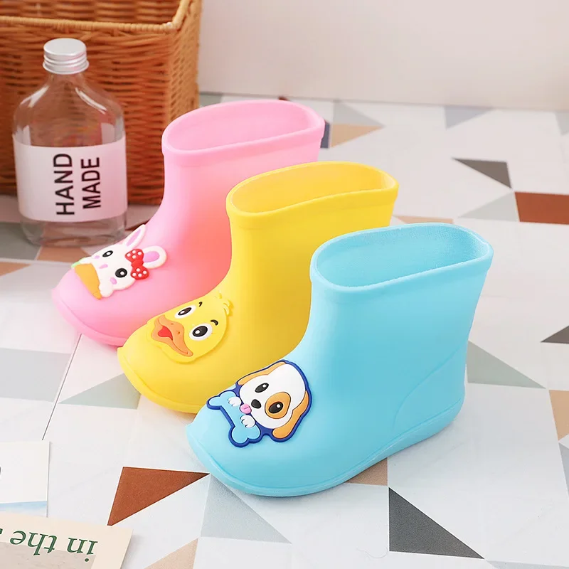 레인부츠 Children Rain Boots Boys Waterproof Non-slip Kids Water Shoes Cute Cartoon Baby Rubber Boots PVC Soft Non-slip Girl\'s Boot