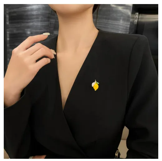 Lemon Brooch Yellow Cute Fruit Pin Kawaii Summer Anti Gap Top Fix for Women Fashion