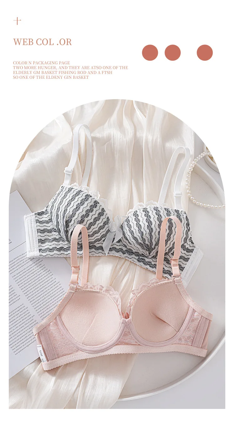 Conjunto de sujetador negro de 2 piezas para mujer, ropa interior Sexy coreana con encaje, conjunto de lencería Floral, Sujetador Push Up inalámbrico y conjuntos de bragas