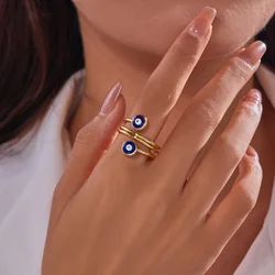 Lucky Turkish Blue Evil Eye Rings for Women Men Vintage Dripping Oil Devil Eyes Finger Rings 2024 Trend Jewelry anillos mujer
