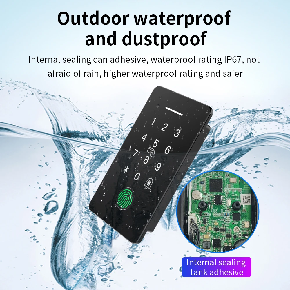 Embedded Access Control Machine IP67 Waterproof Fingerprint Attendance System Kit TTLOCK APP IC NFC Card Reader Highly Secure Sy