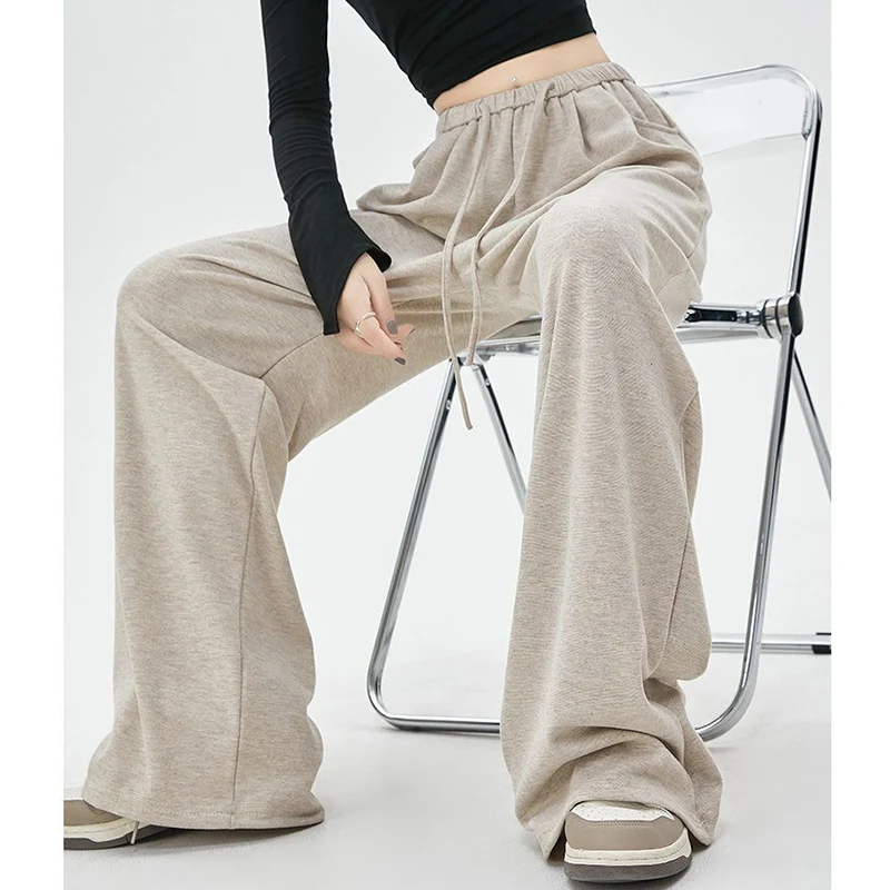 Female High Waist Loose Thin Pants Girls Classic Solid High Waist Pants Women Korean Fashion Straight Leg Trousers