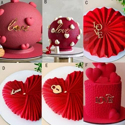 10pcs Gold Acrylic Heart Love Cake Topper for Valentine's Day Wedding Birthday Party Cake Decoration Supplies