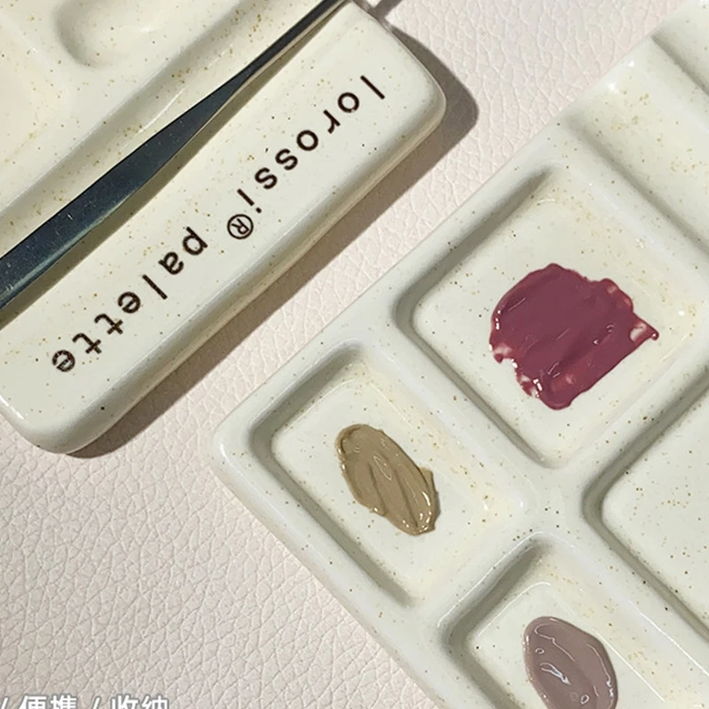 cora-ceramic-art-palette-built-in-brush-rest-multipurpose-4-wells-paint-mixing-tray-for-watercolor-oil-acrylic-paint-mixing