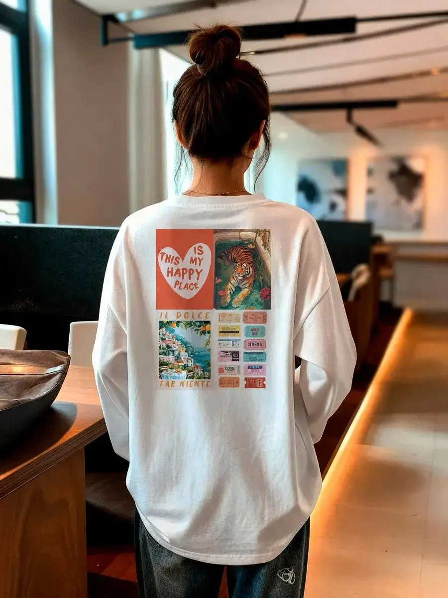 New women's high-quality long sleeved top with fashionable printed loose fit, a must-have for all seasons.