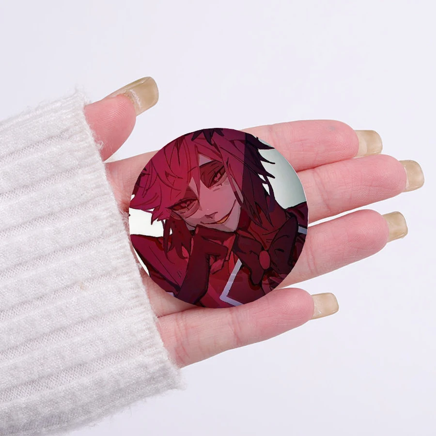 58mm Funny Anime Cartoon Hazbin Button Pin Creative Fun Cartoon Alastor Vox Husker Badge Brooch Bag Decor Fans Collect Gift