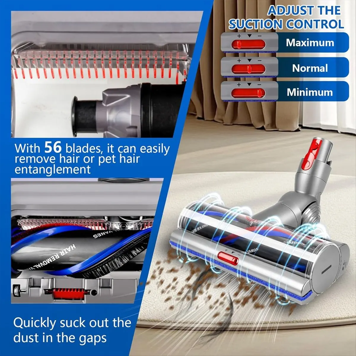 【~-new-estr】high-torque-suction-floor-brush-head-for-v10-v11-v15-v7-v8-vacuum-attachment-anti-head-100w