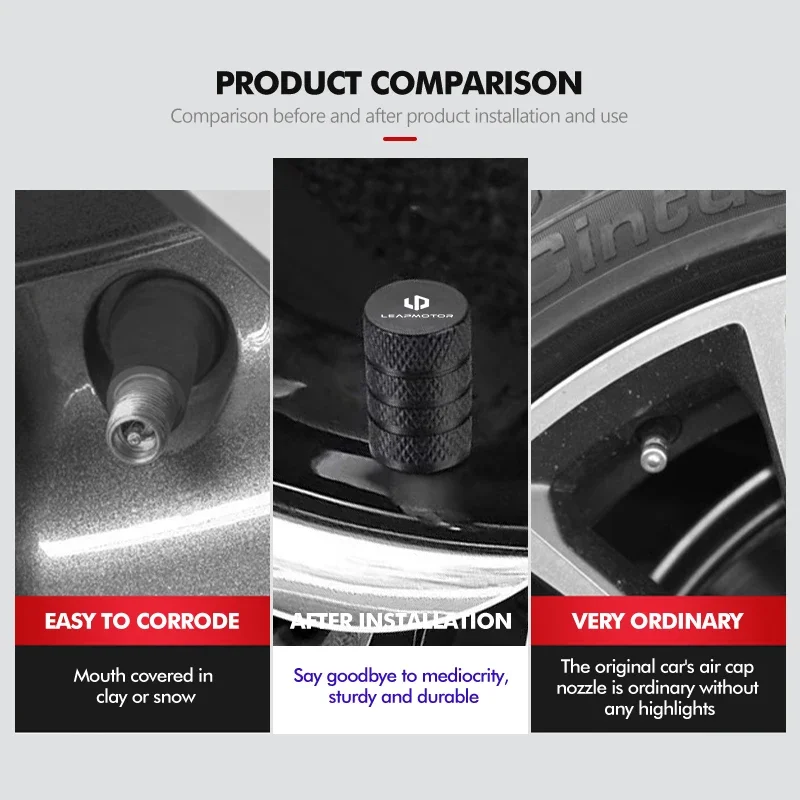 4PCS Car Wheel Tire Valve Stem Caps Dustproof Waterproof Cover For Leapmotor C11 C10 B10 C16 C01 T03 Car Exterior Accessories