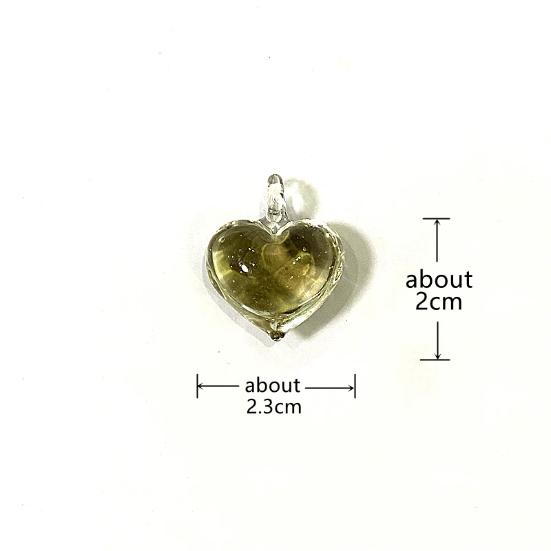 2pcs Dopamine Cute Heart Shape Glass Pendant Colorful Mini Love Charms DIY Craft Jewelry Making Accessories for Handmade Lovers
