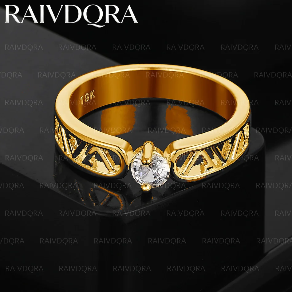 18K Gold Plated Zirconia Ring For Women Wedding Engagement Rings Bride Eternal Band Fashion Party Jewelry
