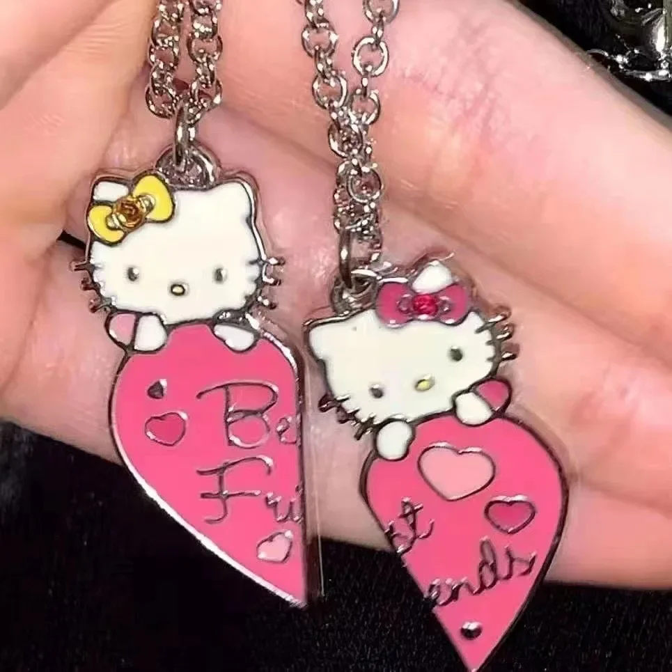 Hello Kitty Necklace Cartoon Anime Couple Wearing Metal Necklace Pendant Couple Style Birthday Christmas Gift