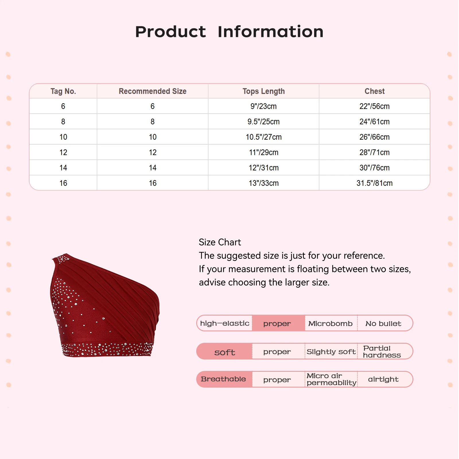 Ginnastica per ragazze Pattinaggio di figura Danza Top Lucido increspato Sheer Mesh Overlay Una spalla Top corto per la danza moderna del salone