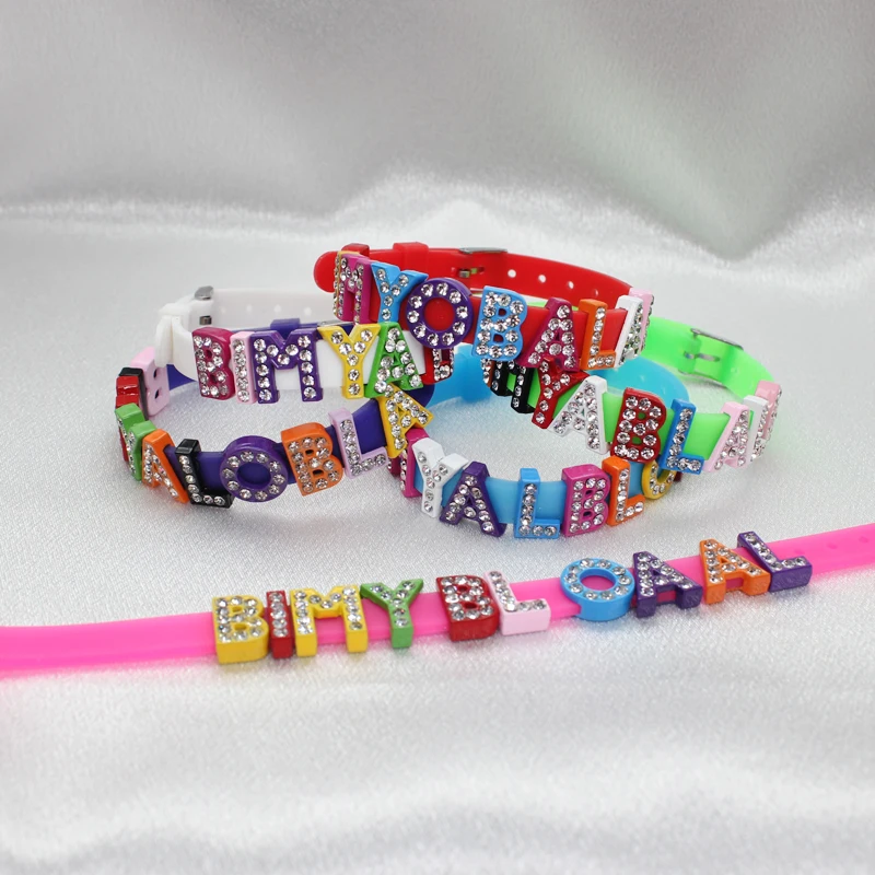 Lyric Bracelet Random Colored Slide Letters Charms Mixed Color Silicon Band DIY Jewelry For Women Kids Gift Wholesales