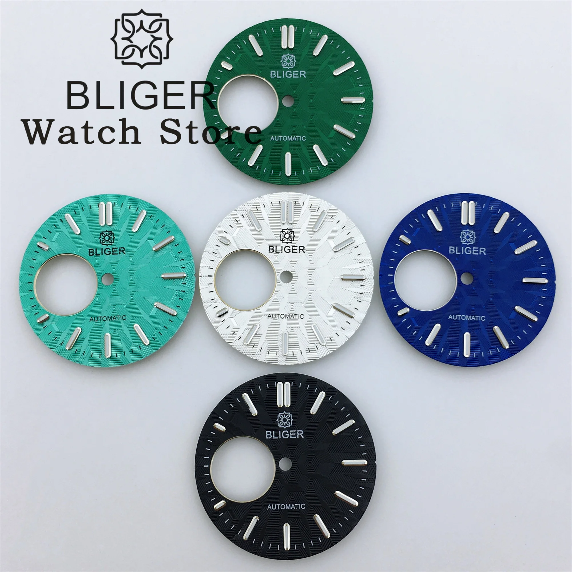BLIGER 28.9mm tarcza zegarka czarne srebrne zielone Luminous Fit NH38 ruch nurkowanie tekstura zegarka twarze modyfikacja akcesoria do zegarków
