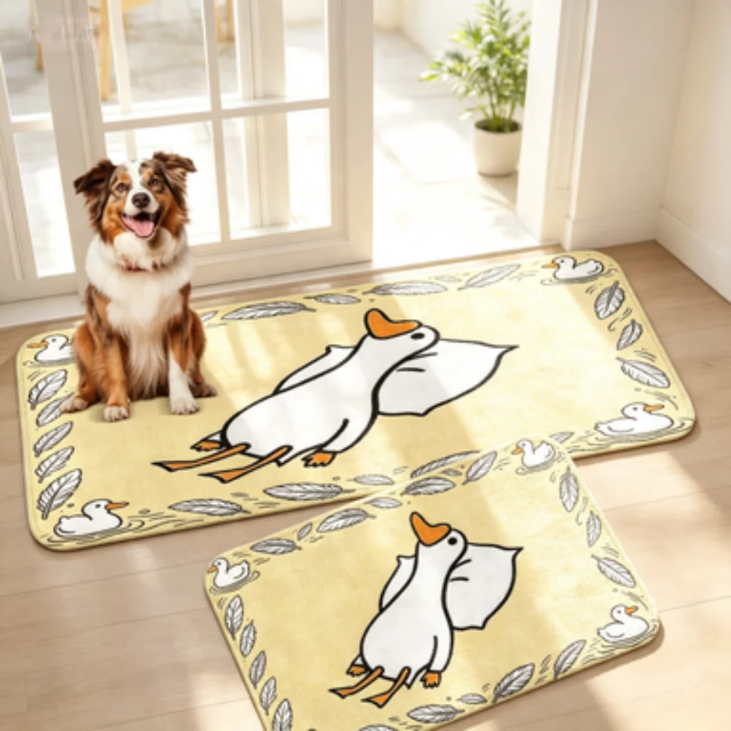 Yellow Goose Mat, Pink Bow Hamster Door Mat, Yellow Goose Runner, Watercolor Star Flag Floral Mat.