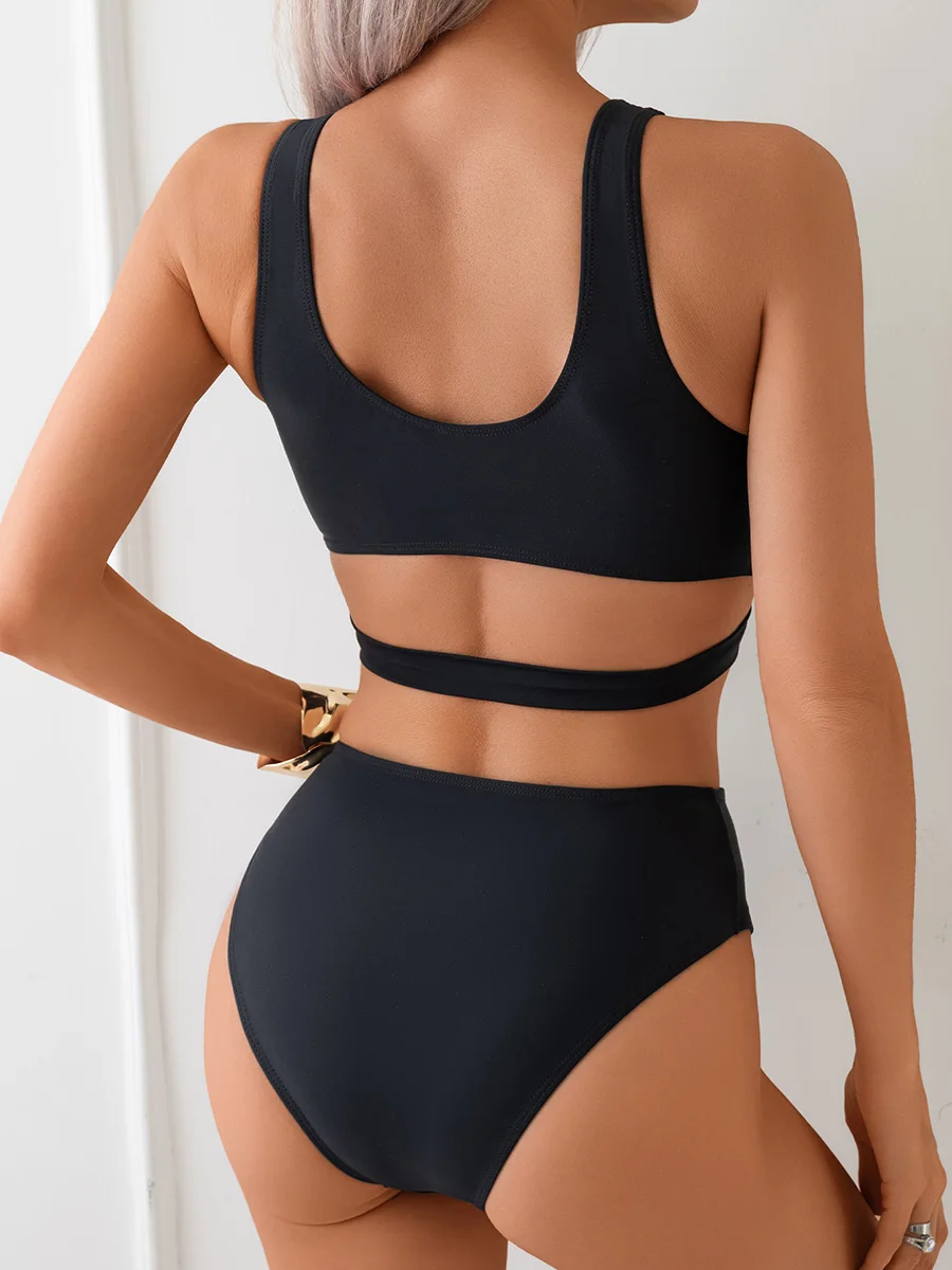 S - XL الخامس الرقبة عالية الساق قطع قطعة واحدة ملابس السباحة النساء الإناث الاستحمام Monokini عبر ضمادة ثوب السباحة ملابس السباحة