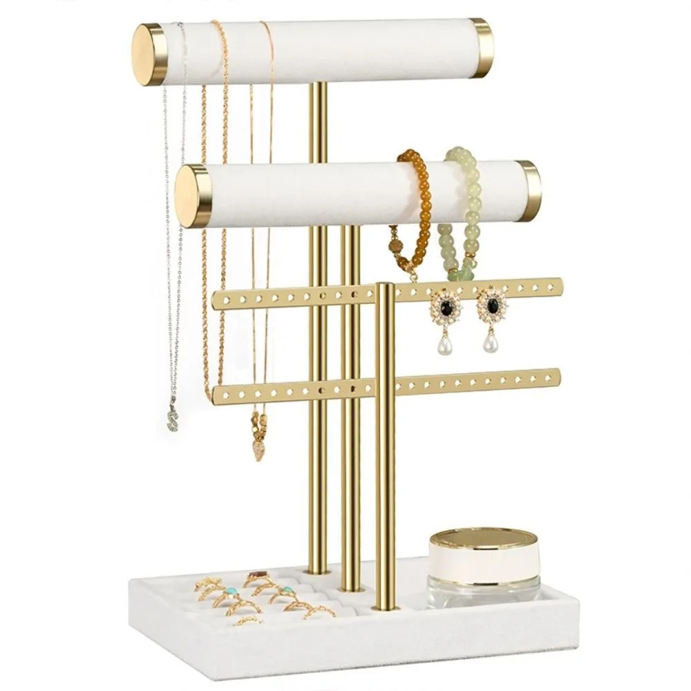 

3 Tier Bracelet Holder Display Detachable Metal T Bar Velvet Bracelet Rack Storage Jewelry Holder Organizer For Earrings Rings