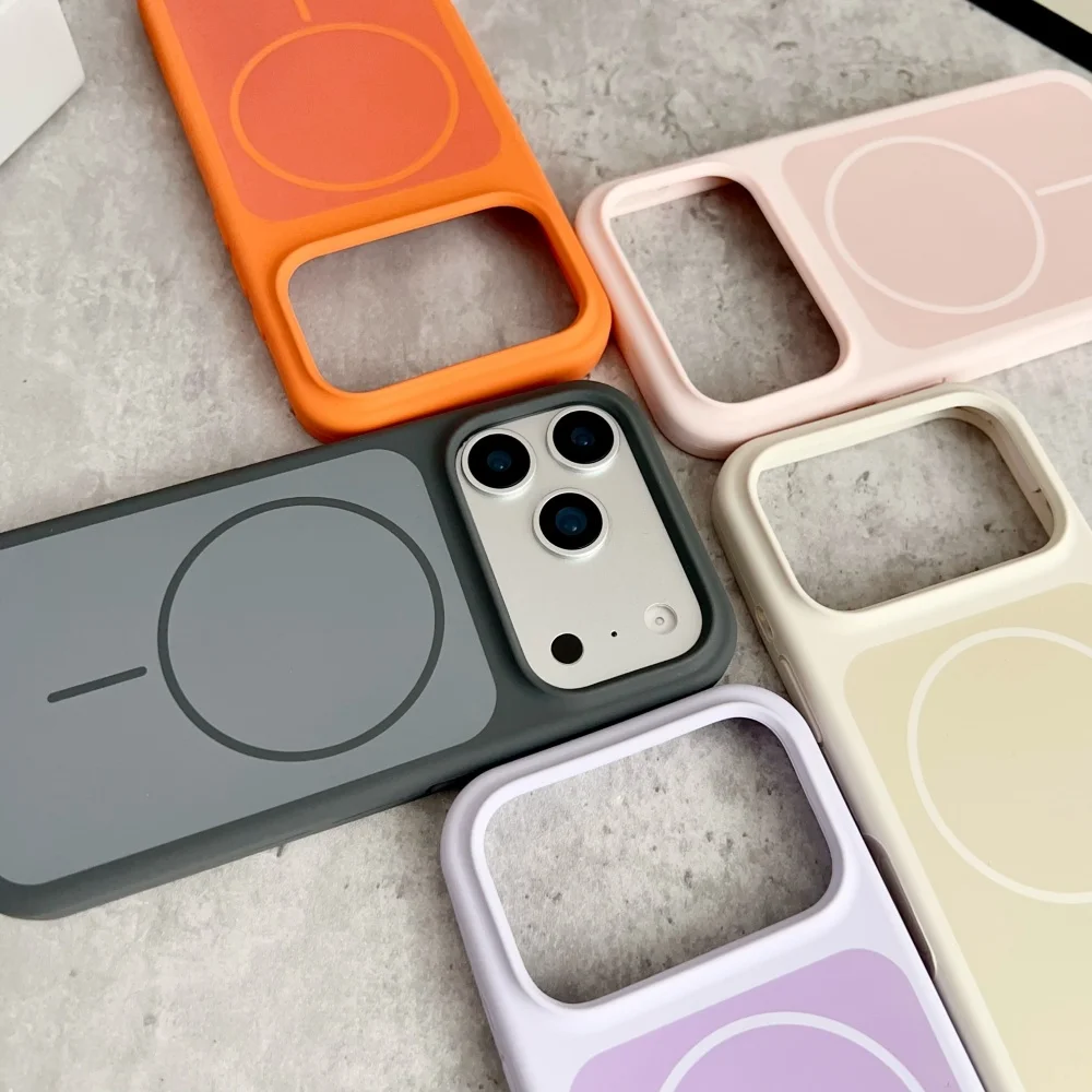 الأصلي لون نقي السائل سيليكون ل Magsafe حافظة آيفون 17 برو ماكس 16 15 14 نافذة كبيرة الجلد الشعور للصدمات غطاء