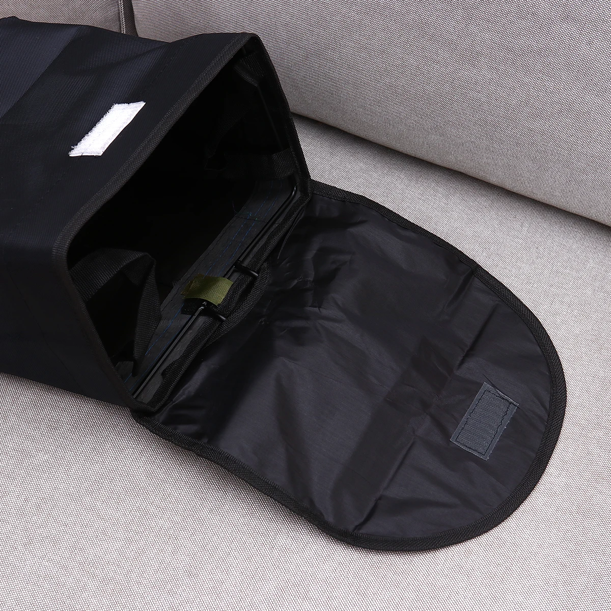 

1pc Foldable Canvas Bike Basket Front Storage Carrier Heavy Duty Steel Hook Waterproof Large Capacity For Cycling Black