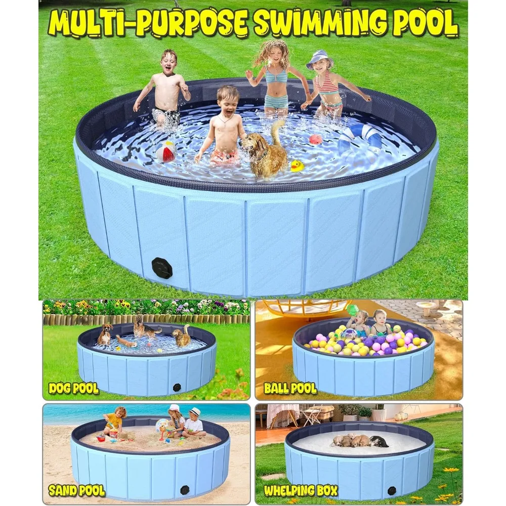 

Oversize Dog Pool , Hard Plastic PVC Leakproof Wading Collapsible Pet Bathing Tub for Puppy Small Medium Large Dogs and Kids