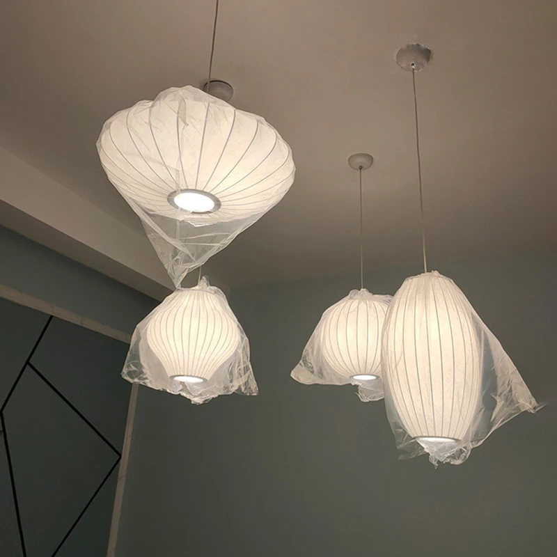 Cocoon Pendant lights simple silk lantern japanes noguchi lamp Living Dining Room Bar Bedroom lamparas Restaurant Hanging Lamp