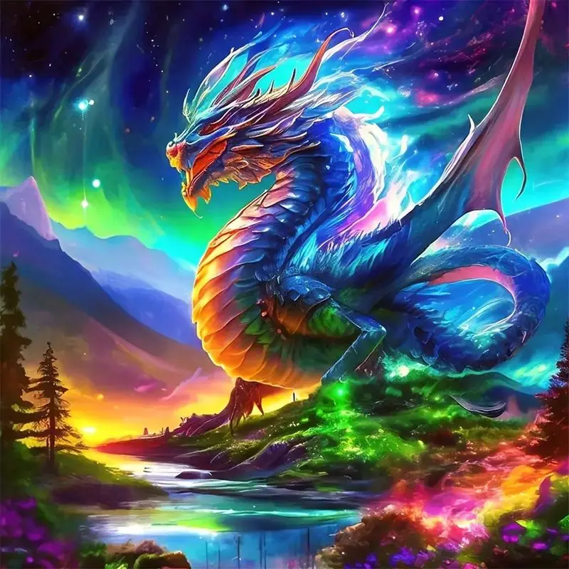 

CHENISTORY Diamond Painting Dragon Diamond Mosaic Animal Cross Stitch Kit Full Set Diamond Embroidery Square Drill Art Gift