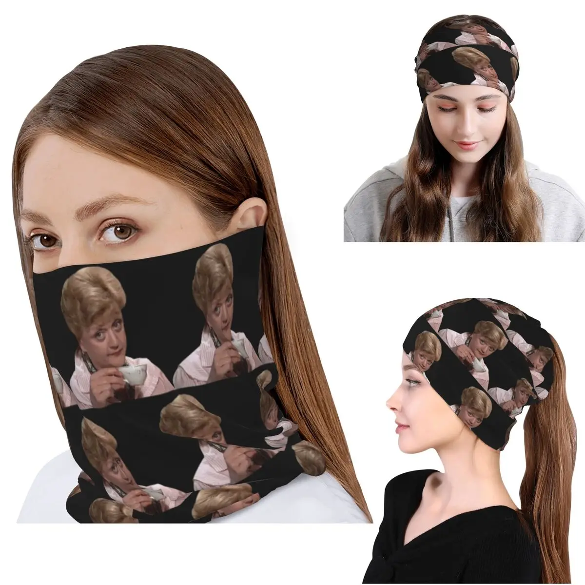 Jessica Fletcher Judging Murder She Wrote Bandana Neck Gaiter Magic Scarf Warm Cycling Scarf Beanies Hat for Men Women Windproof