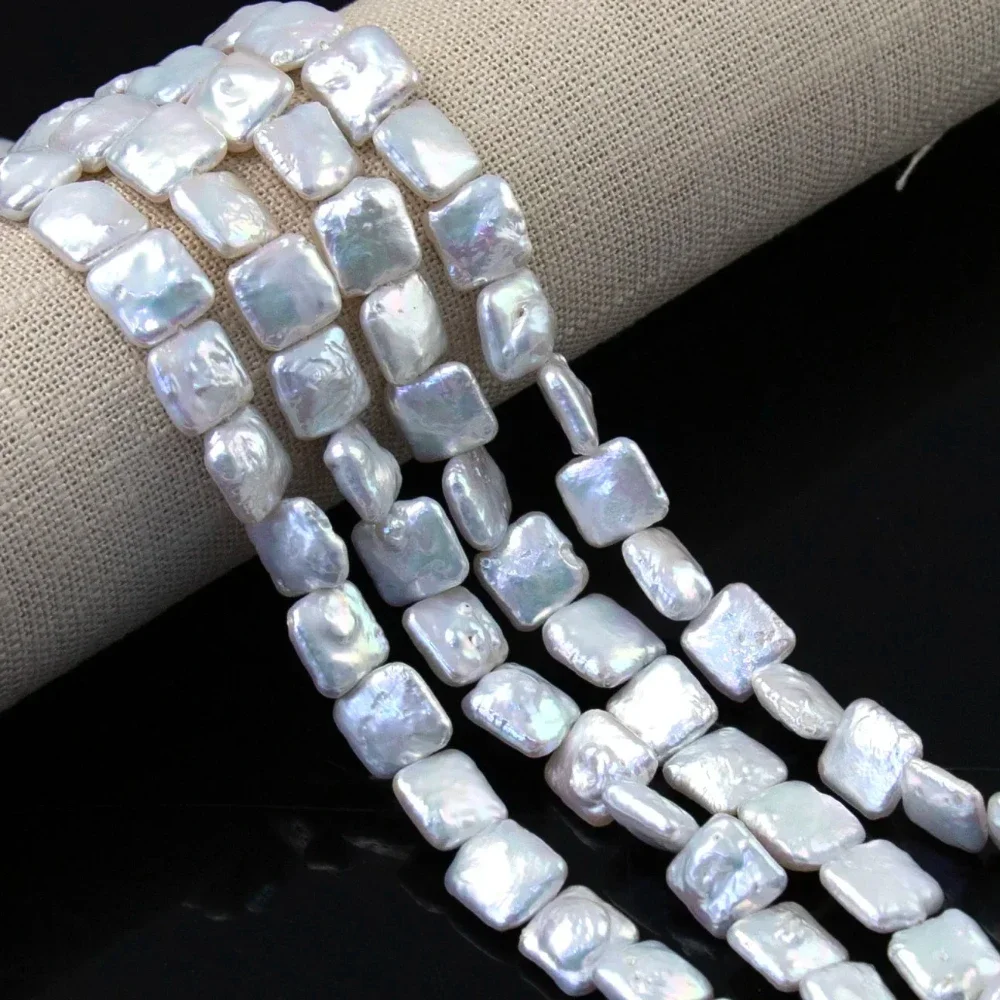 1 ستراند 11-12 مللي متر جودة عالية لؤلؤ المياه العذبة الطبيعية مربع الشكل فضفاض الخرز لصنع المجوهرات عقد دي اي واي سوار القرط