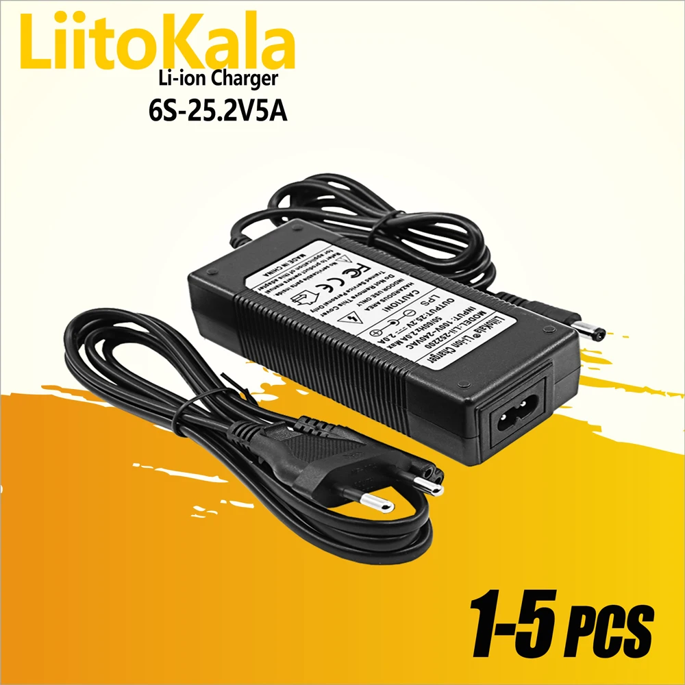 1-5pcs LiitoKala 6S 25.2V 2A 24V Battery pack Power Supply lithium Li-ion batterites Charger AC 100-240V Converter Adapter