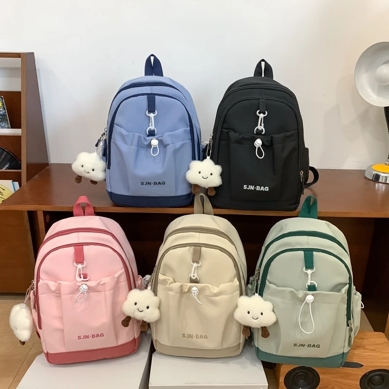 Nylon Color Matching Backpacks Large Capacity Casual Versatile Durable Schoolbags for Women 2024 Fashion Simple Hot Sale