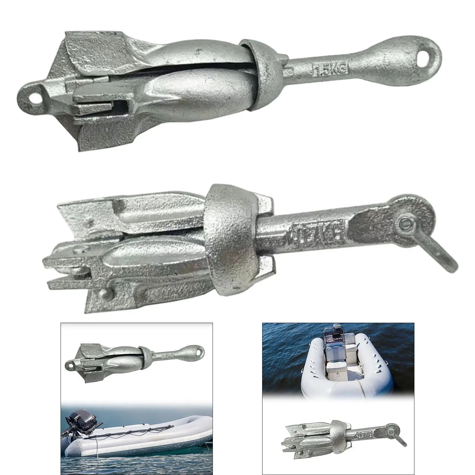 Compact Foldable Marine Anchor Galvanized Steel for Jet Ski Speedboat Raft Canoe Anchoring