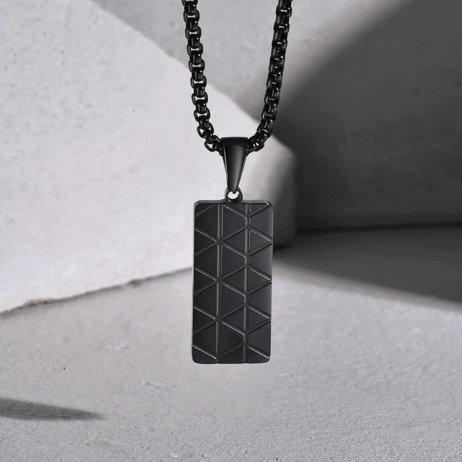 Vnox Kleine Dogtag-Anhänger Halsketten für Männer, Schwarz-Silberfarbener Edelstahl Militär-Erkennungsmarke mit Kastenkette Geschenk für Ihn