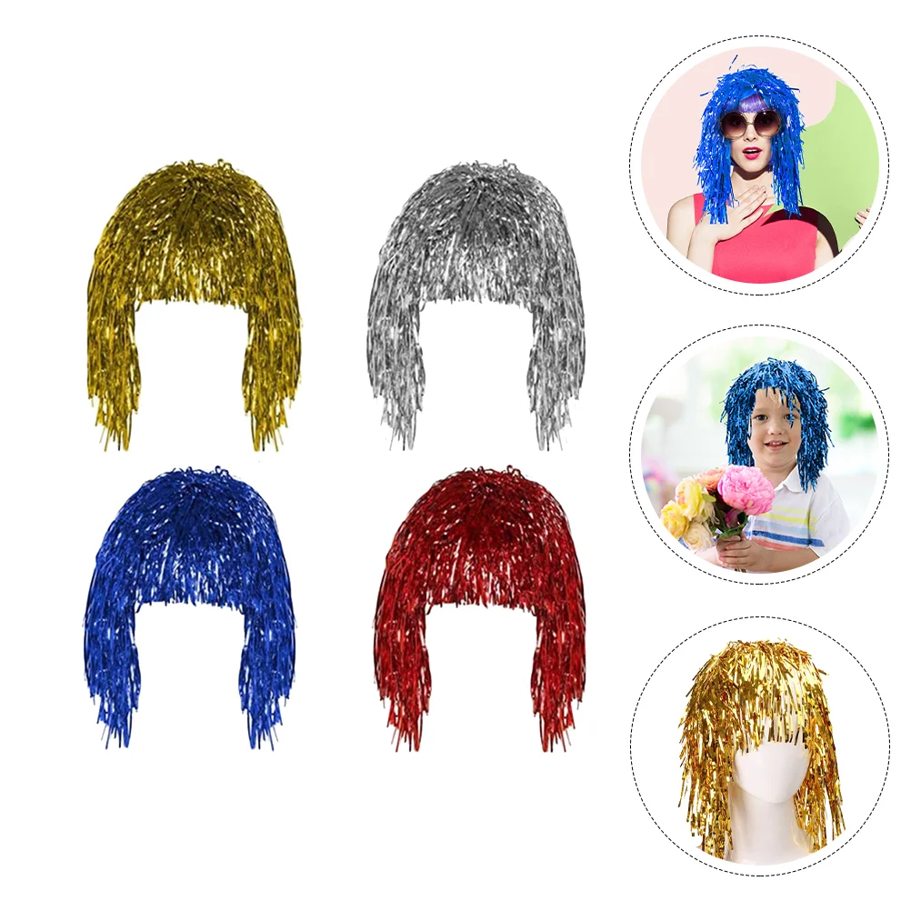 

5 Pcs Rain Party Wigs False Hair Cosplay Fake Colored Short Colorful Women Durable Unisex Wave Shiny