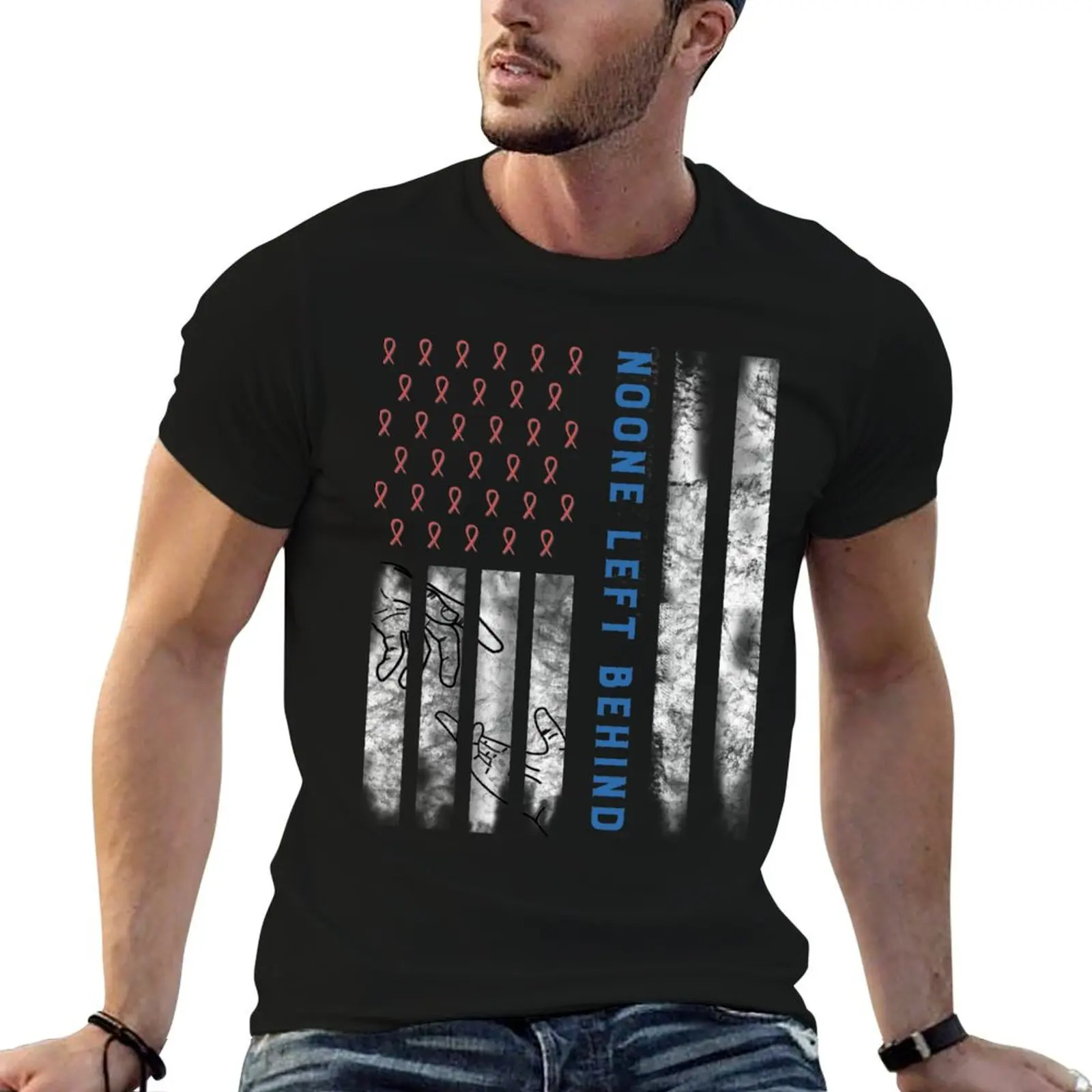

No One Left Behind If We Do Together USA T-Shirt t shirt man casual man t shirts cotton T-Shirt