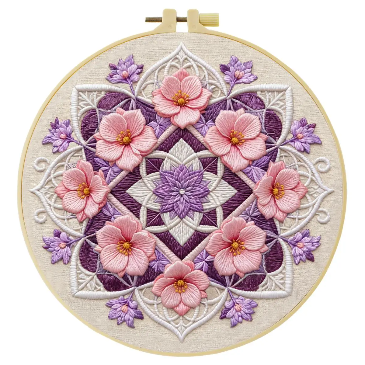 1 Stück 20X20CM/15X15CM 7,87/6,3 Zoll Blumen-Stickerei-Starter-Kit DIY-Kit DIY-Stickerei-Set für Anfänger – Detail 3