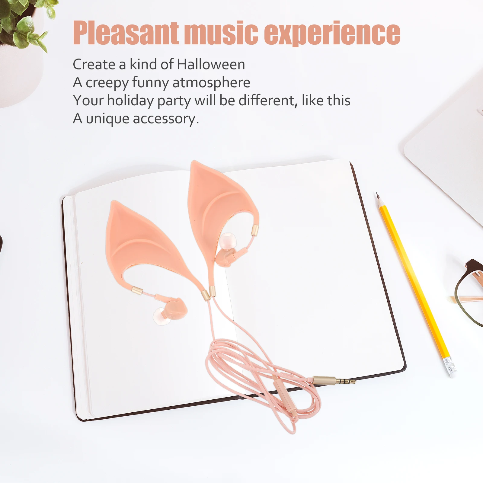 

Creative Ear Shape In-Ear Earbuds Music Gaming Earphones Microphone Gold-Plated Jack Halloween Party Accessory 3.5Mm Devices