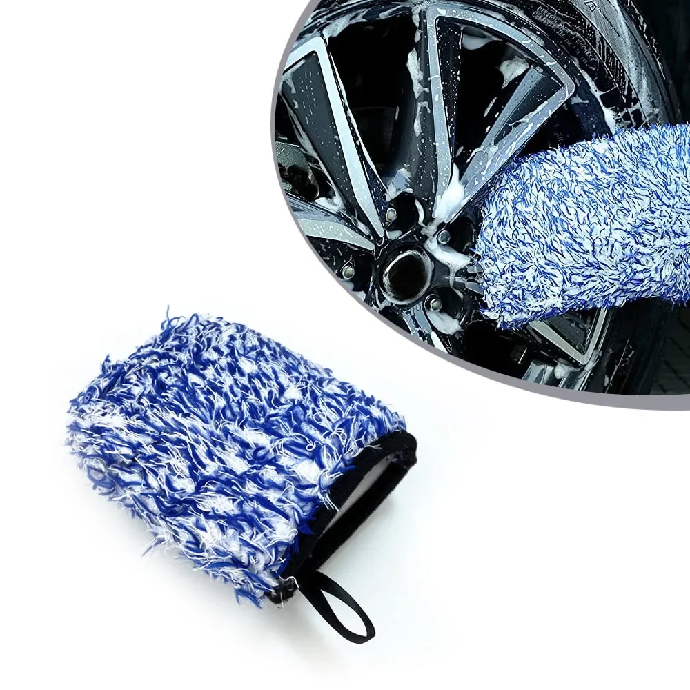 

1pc Car Tyre Cleaning Cloth Universal Car Detailer Cleaning Tool Car Wheel Cleaning Wash Glove Microfiber Auto Wash Accessorie