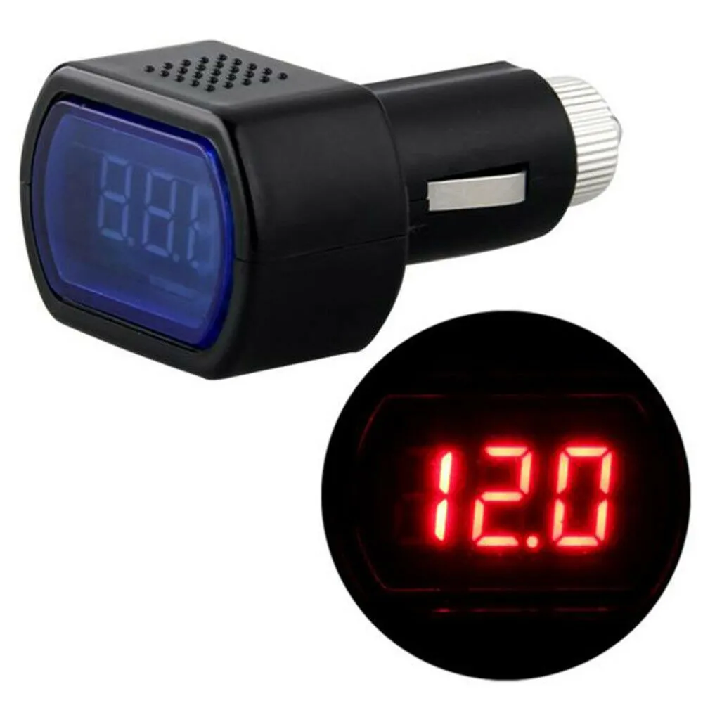 12V-24V Digital LED Car Volt Voltage Gauge Meter Monitor Cigarette- Lighter- Car Battery Voltage Meter Interior Accessories