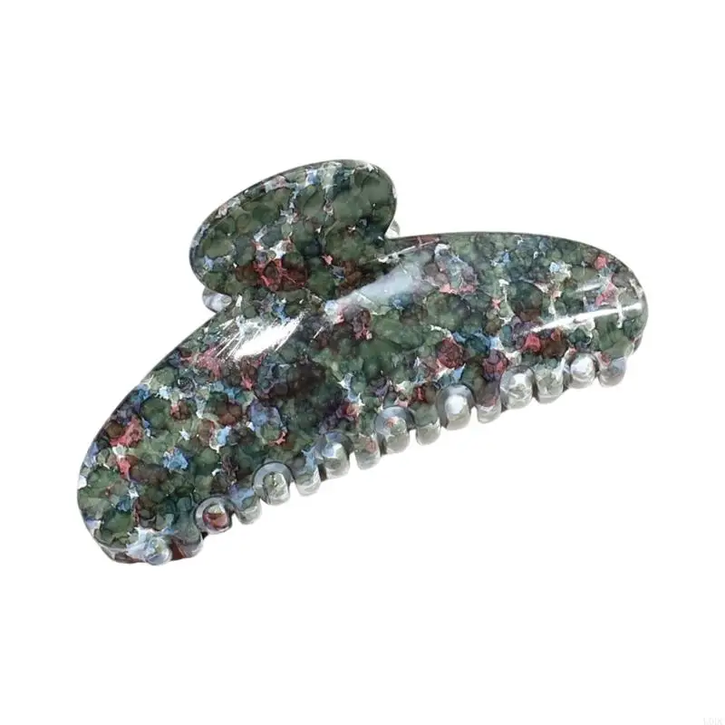 Oval Jaw Hair Claw Clip with Pattern Finish, Inner Teeth, and Lightweight Build for Daily Hair Styling and Use Y166