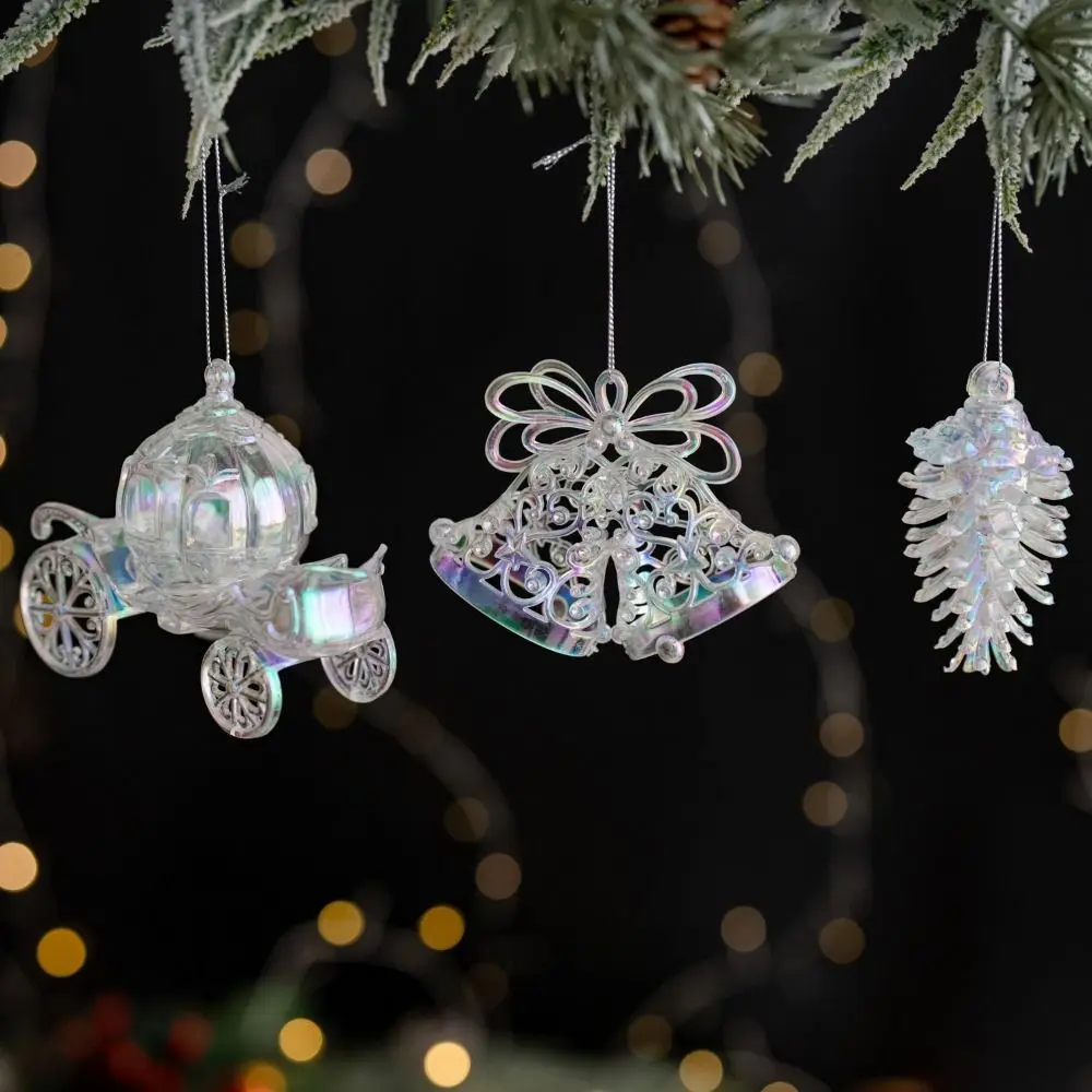 

Acrylic Christmas Crystal Pendants Glitter Transparent Christmas Tree Hangings Elk Crown Crystal Clear Hanging Ornaments