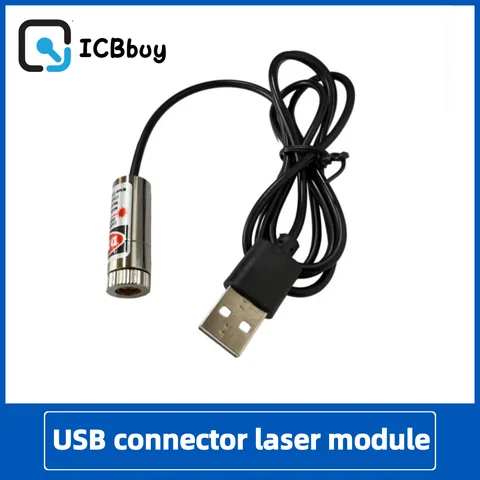 12mm 5mw Adjustable Focus Red Diode Industrial Laser Module Positioning Copper Head With USB Line 650nm Dot Line Cross